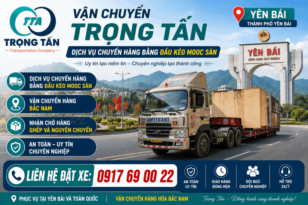 Dịch vụ cho thuê xe đầu kéo mooc sàn Đồng Nai đi Yên Bái chuyên vận chuyển máy móc, sắt thép, vật liệu xây dựng và hàng công nghiệp an toàn, đúng tiến độ cho-thue-xe-dau-keo-mooc-san-dong-nai-di-yen-bai