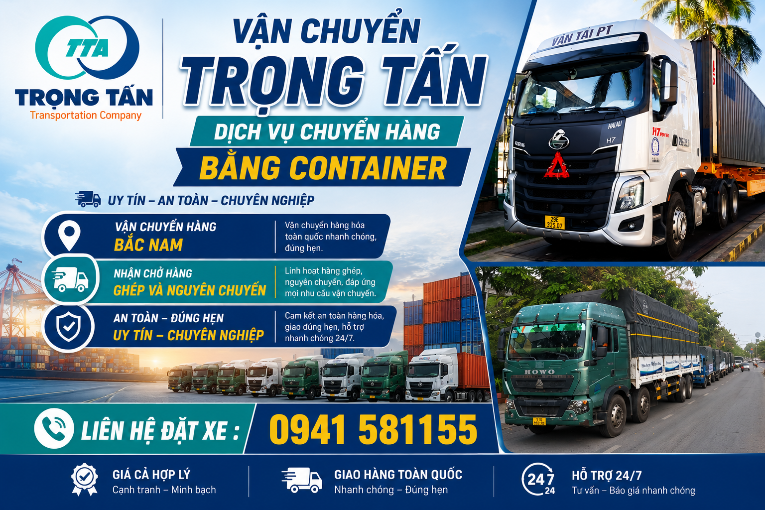 Dịch vụ cho thuê xe đầu kéo container chở hàng đi Quảng Nam trọn gói, uy tín. Chúng tôi cam kết vận chuyển an toàn, đúng tiến độ và giá cả cạnh tranh nhất. Cho-thue-xe-dau-keo-container-cho-hang-di-Quang-Nam-tron-goi-tan-tam