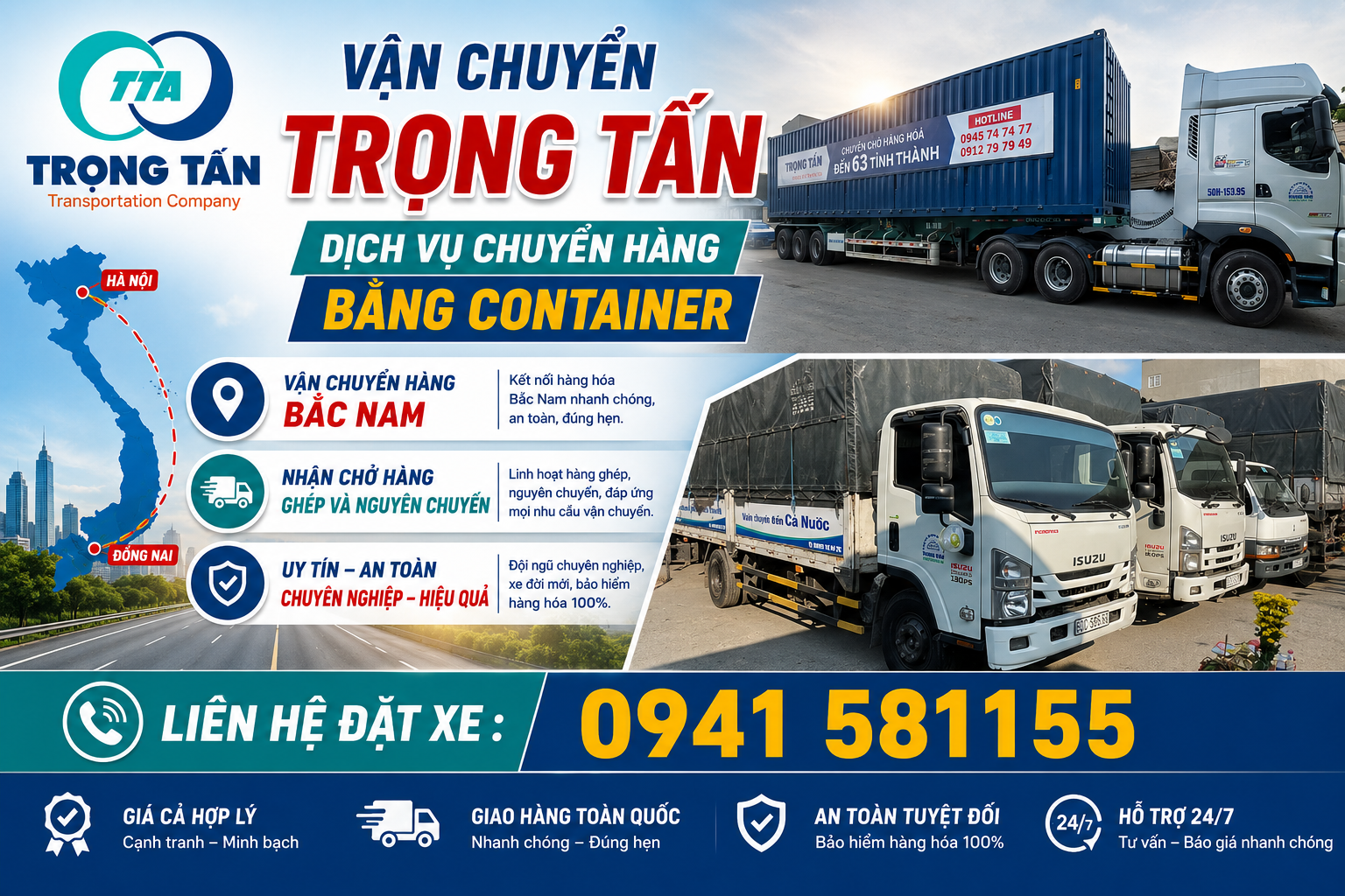 Dịch vụ cho thuê xe đầu kéo container chở hàng từ Long An đi Quảng Trị cam kết vận chuyển an toàn nhanh chóng đúng tiến độ giao nhận cho mọi doanh nghiệp. Xe-dau-keo-container-van-chuyen-hang-hoa-uy-tin-Long-An-Quang-Tri
