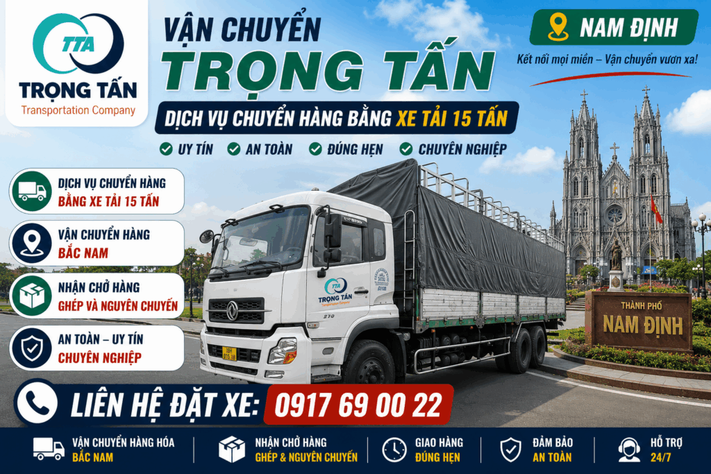 Dịch vụ cho thuê xe tải 15 tấn Đồng Nai đi Nam Định chuyên vận chuyển hàng công nghiệp, hàng tiêu dùng, vật liệu xây dựng và máy móc sản xuất. cho-thue-xe-tai-15-tan-dong-nai-di-nam-dinh