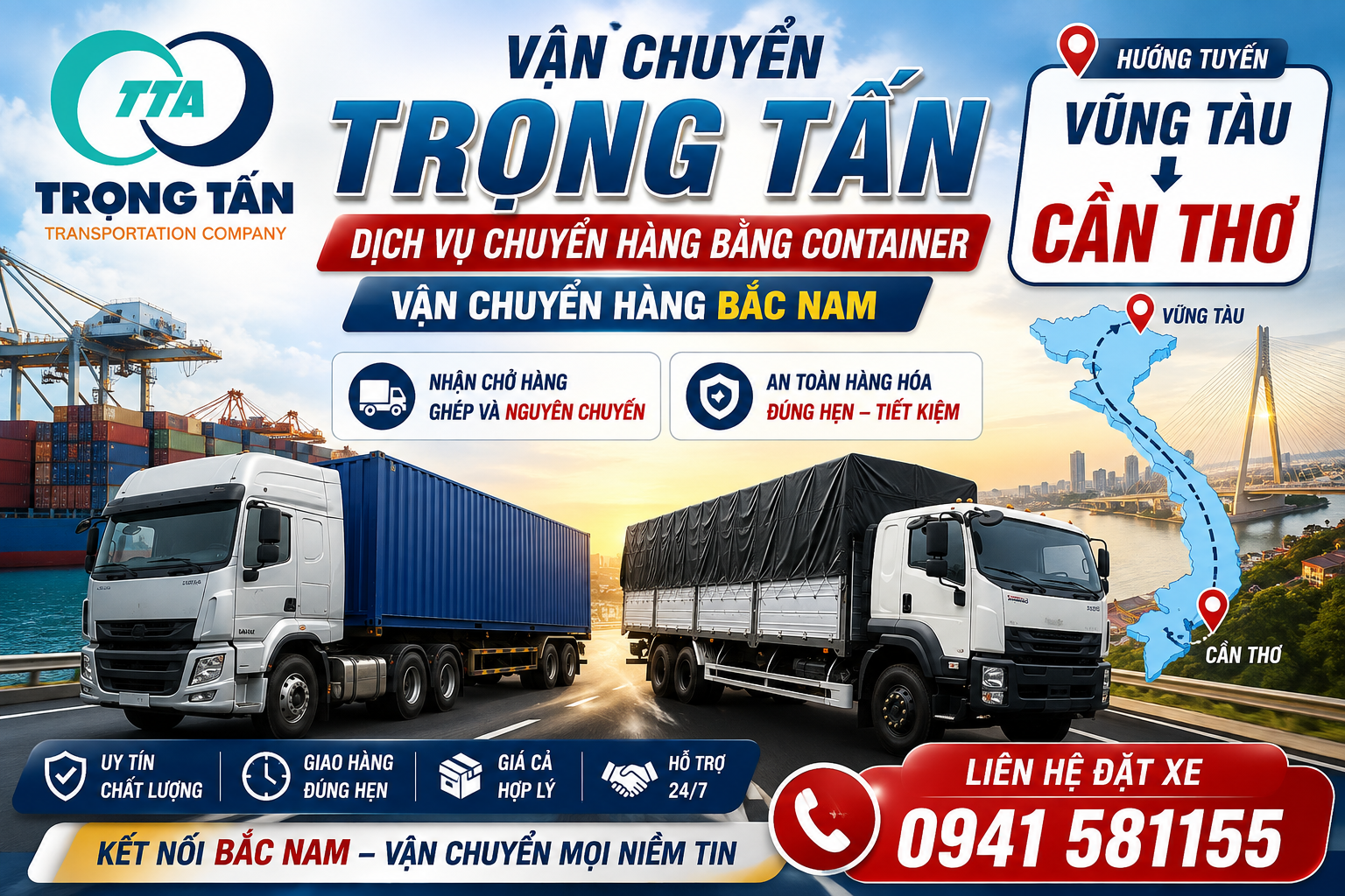 Dịch vụ cho thuê xe đầu kéo container uy tín, chuyên vận chuyển hàng hóa trọn gói, an toàn, nhanh chóng và chi phí tối ưu nhất trên tuyến đường từ Vũng Tàu đi Cần Thơ Cho-thue-xe-dau-keo-container-cho-hang-Vung-Tau-Can-Tho
