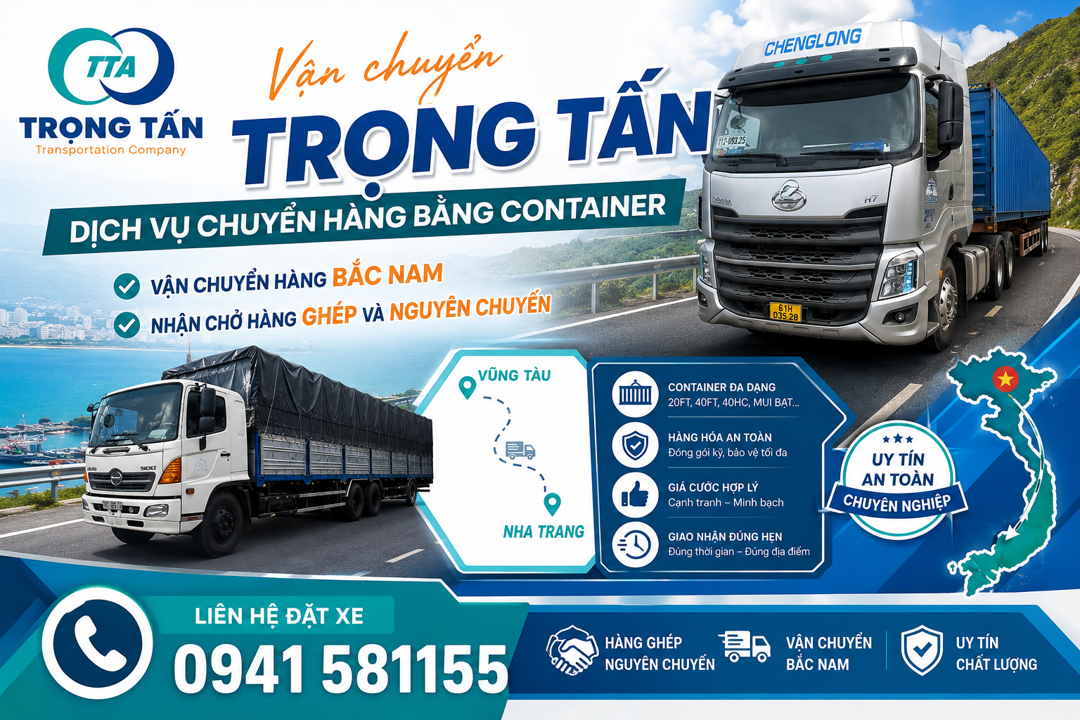 Cho thuê xe đầu kéo container 20ft, 40ft, chuyên chở nội thất, thiết bị MEP, vật tư dự án resort từ Vũng Tàu đi Nha Trang, cam kết an toàn, đúng tiến độ. Cho-thue-xe-dau-keo-container-cho-hang-Vung-Tau-Nha-Trang