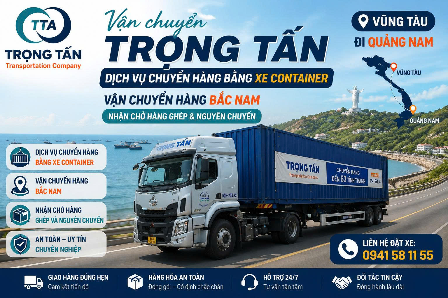 Dịch vụ cho thuê xe đầu kéo container chở hàng Vũng Tàu đi Quảng Nam vận hành chuyên nghiệp, kết nối hạ tầng giao thông liên vùng và phục vụ tốt nhu cầu các khu công nghiệp Cho-thue-xe-dau-keo-container-cho-hang-Vung-Tau-Quang-Nam