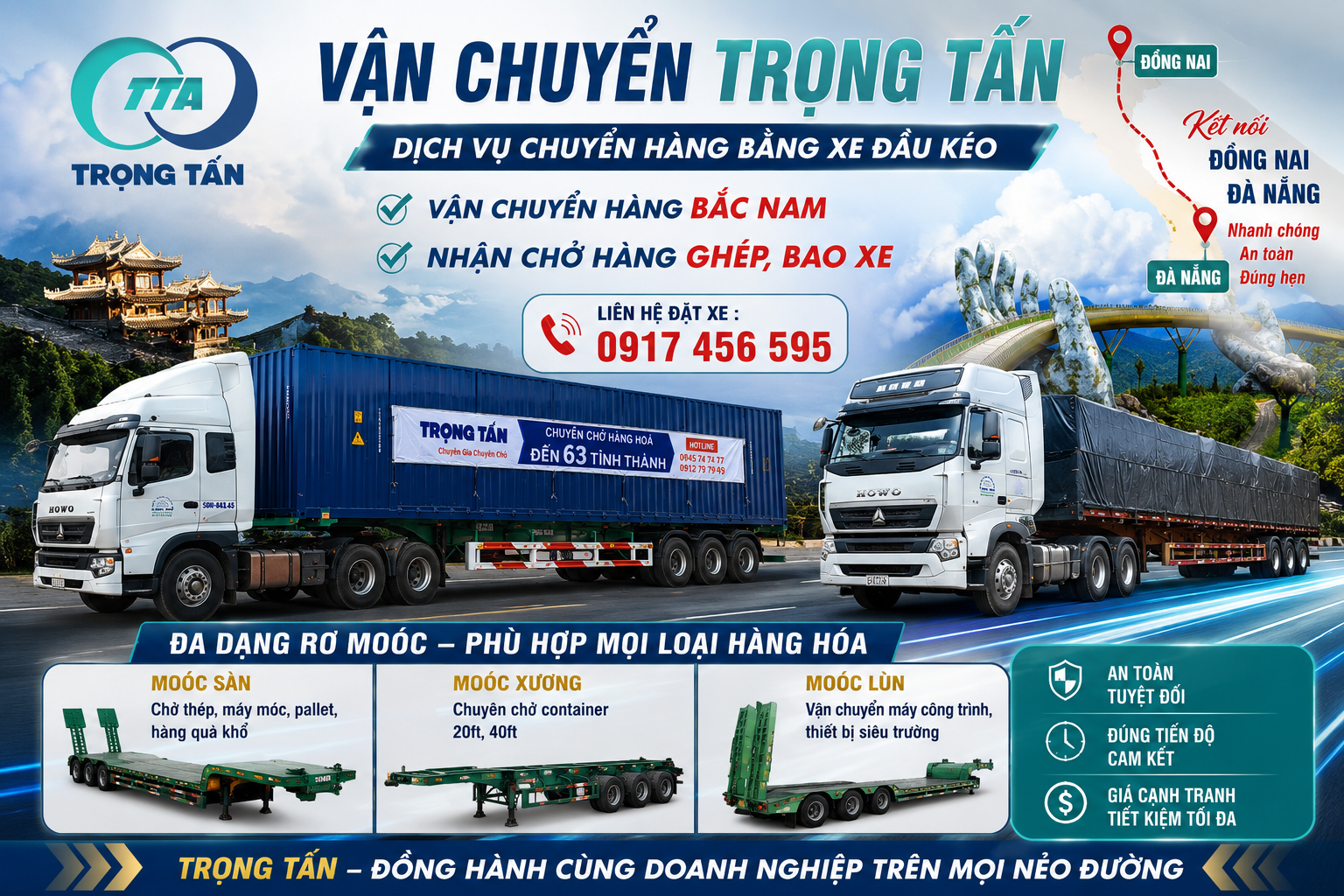 Cho thuê xe đầu kéo chở hàng Đồng Nai đi Đà Nẵng chuyên vận chuyển máy móc, hàng công nghiệp, vật liệu xây dựng, hàng ghép và nguyên chuyến đúng tiến độ. cho-thue-xe-dau-keo-cho-hang-dong-nai-di-da-nang