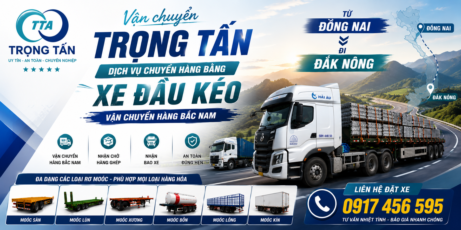 Cho thuê xe đầu kéo 30 tấn Đồng Nai đi Đắk Nông chuyên vận chuyển máy móc, kết cấu thép, container, vật liệu xây dựng và hàng nguyên chuyến, giao nhận tận nơi, đúng tiến độ. cho-thue-xe-dau-keo-30-tan-cho-hang-dong-nai-di-dak-nong