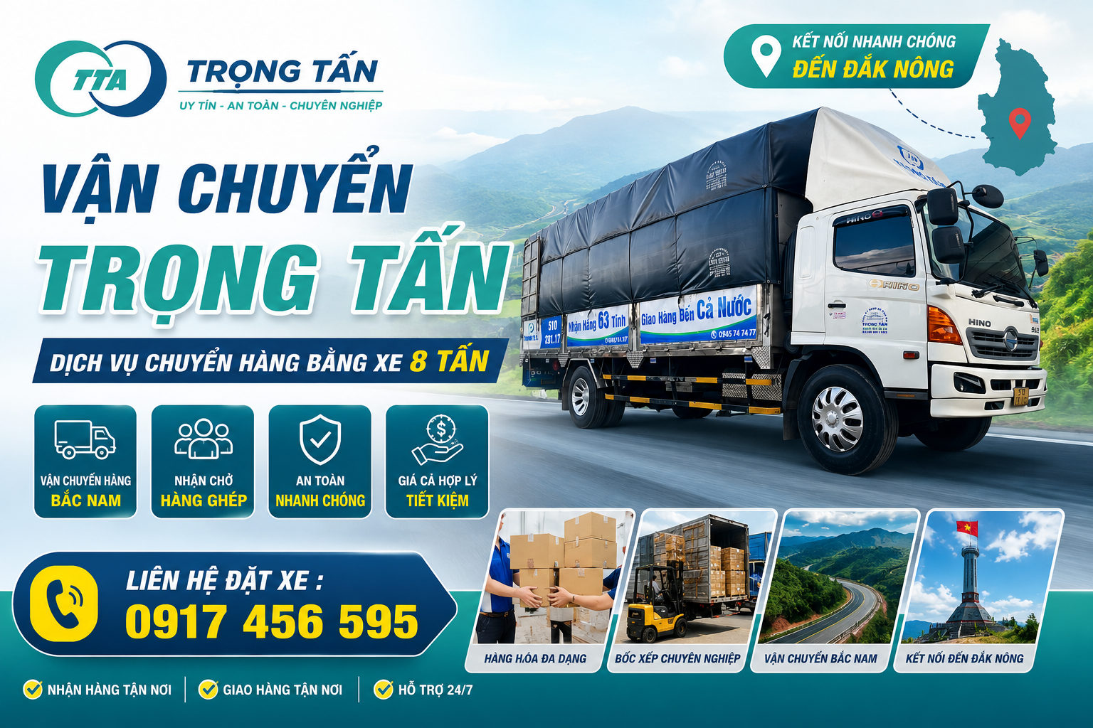 Dịch vụ cho thuê xe tải 8 tấn Đồng Nai đi Đắk Nông, nhận hàng ghép, vận chuyển Bắc Nam, giao nhận tận nơi, giá hợp lý và đúng tiến độ. cho-thue-xe-tai-8-tan-dong-nai-di-dak-nong-gia-tot-uy-tin