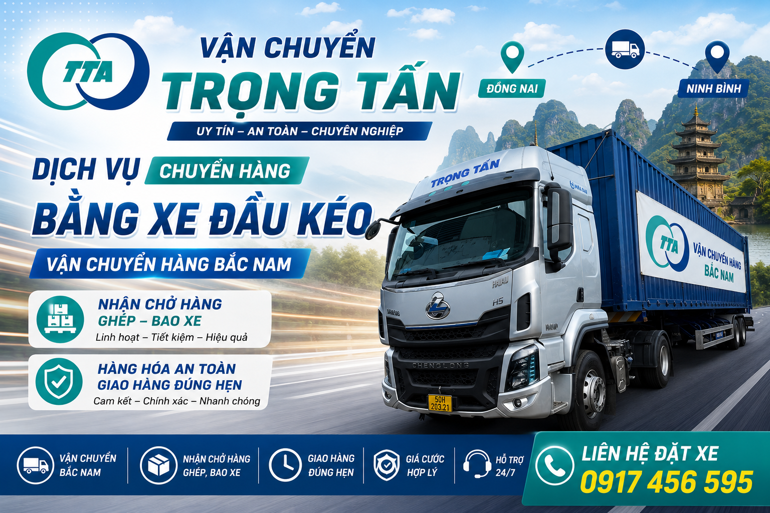 Cho thuê xe đầu kéo Đồng Nai đi Ninh Bình chuyên vận chuyển hàng công nghiệp, máy móc, vật liệu xây dựng, hàng ghép và nguyên chuyến an toàn, đúng tiến độ. cho-thue-xe-dau-keo-dong-nai-di-ninh-binh