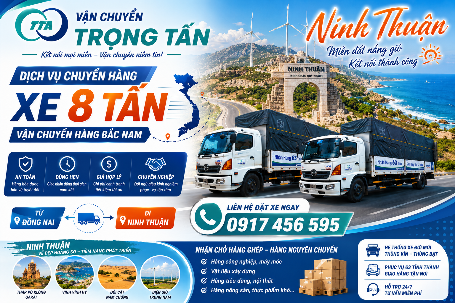 Dịch vụ cho thuê xe tải 8 tấn Đồng Nai đi Ninh Thuận nhận vận chuyển đa dạng hàng hóa, giao nhận đúng hẹn, an toàn, hỗ trợ tận nơi với chi phí hợp lý. cho-thue-xe-tai-8-tan-dong-nai-di-ninh-thuan
