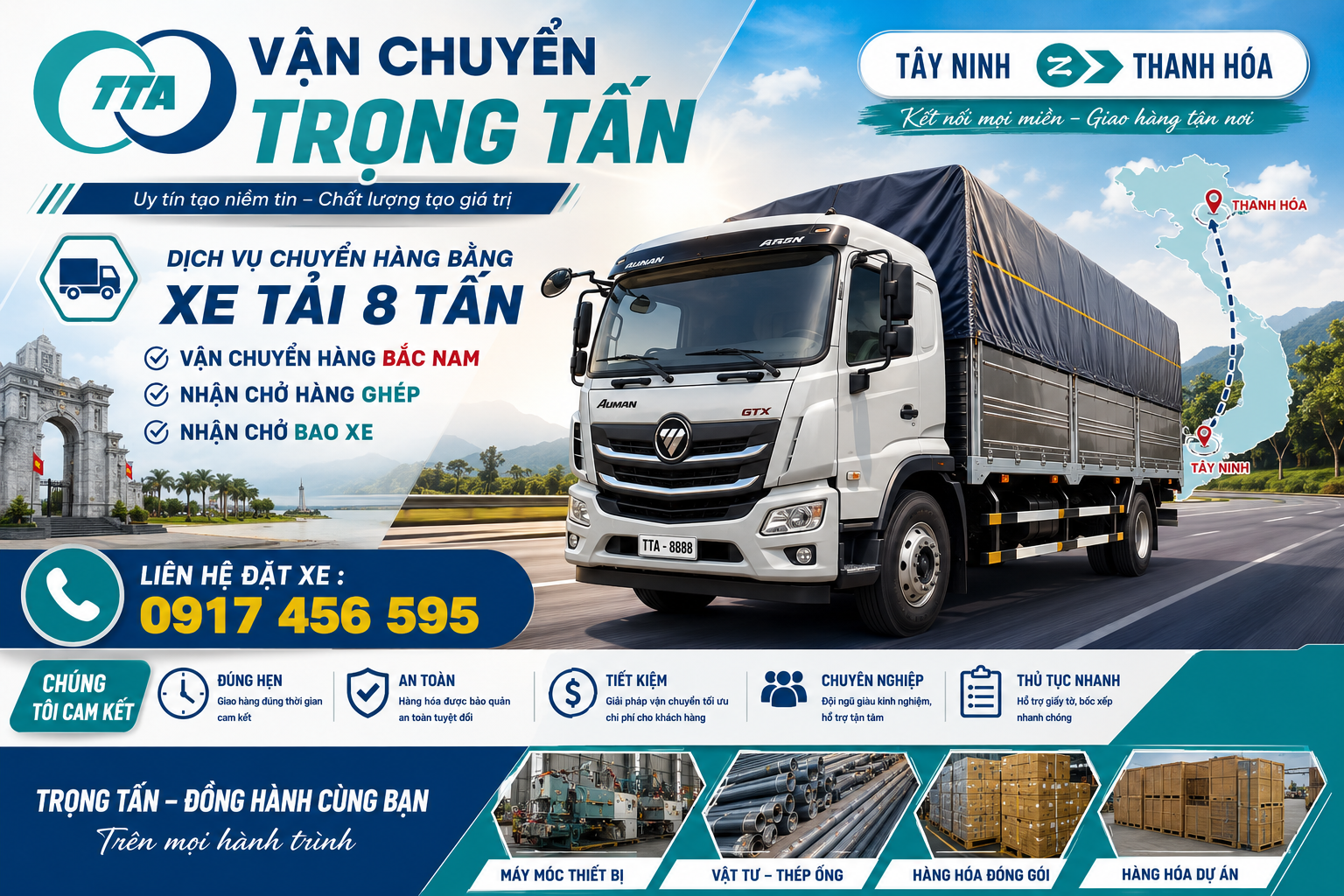 Cho thuê xe tải 8 tấn chở hàng Tây Ninh đi Thanh Hóa chuyên vận chuyển máy móc, thiết bị công nghiệp, vật tư xây dựng, hàng pallet, hàng tiêu dùng, nguyên liệu sản xuất và nhiều loại hàng hóa khác cho-thue-xe-tai-8-tan-cho-hang-tay-ninh-di-thanh-hoa