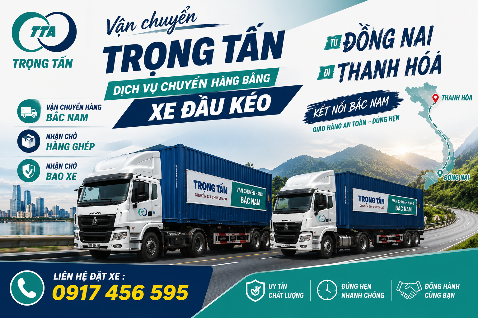 Cho thuê xe đầu kéo chở hàng Đồng Nai đi Thanh Hóa chuyên vận chuyển máy móc, hàng công nghiệp, vật liệu xây dựng, hàng ghép và nguyên chuyến đúng tiến độ. cho-thue-xe-dau-keo-cho-hang-dong-nai-di-thanh-hoa