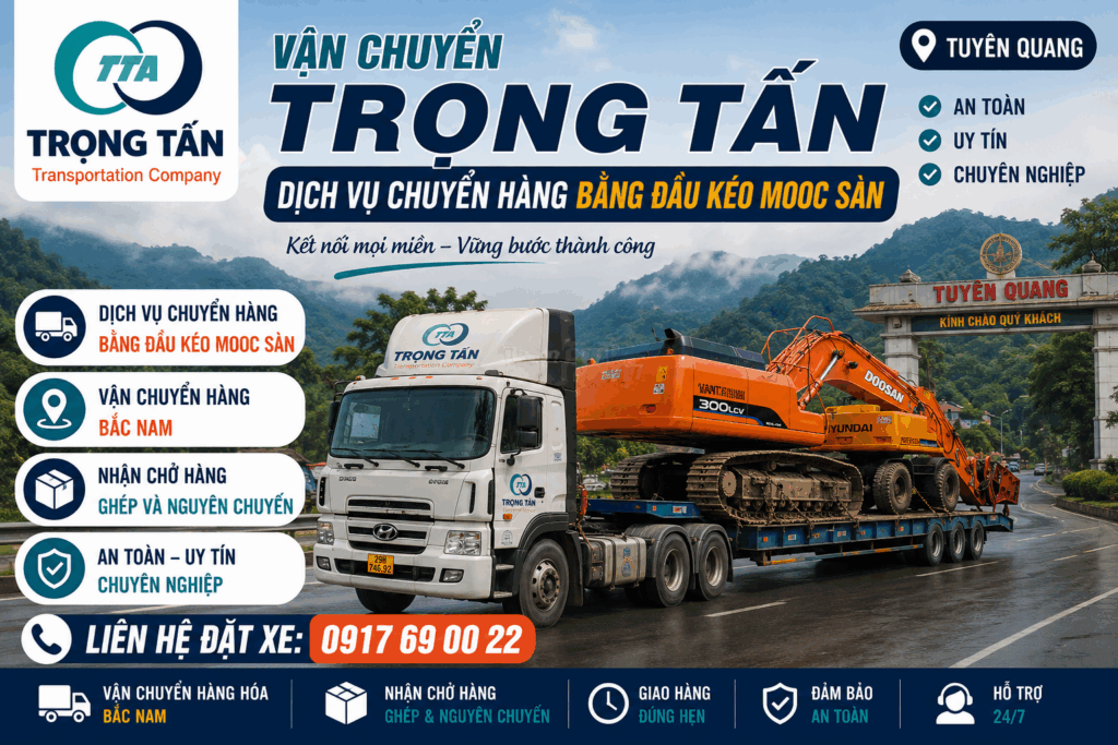 Cho thuê xe đầu kéo mooc sàn Tây Ninh đi Tuyên Quang chuyên vận chuyển máy móc, kết cấu thép, thiết bị công nghiệp và hàng siêu trường siêu trọng an toàn cho-thue-xe-dau-keo-mooc-san-tay-ninh-di-tuyen-quang