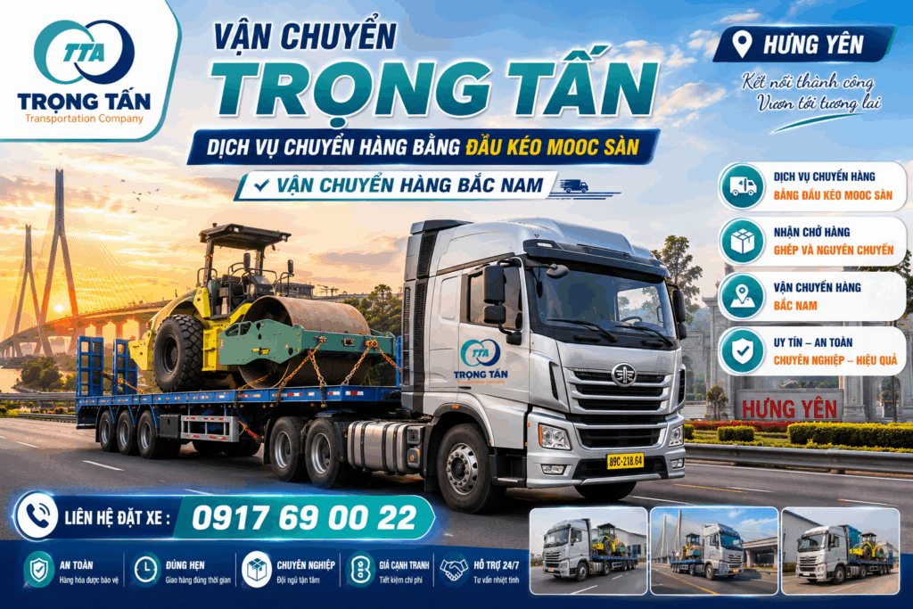 Dịch vụ cho thuê xe đầu kéo mooc sàn Tây Ninh đi Hưng Yên chuyên vận chuyển máy móc, kết cấu thép, thiết bị công nghiệp, hàng quá khổ và hàng siêu trường. cho-thue-xe-dau-keo-mooc-san-tay-ninh-di-hung-yen