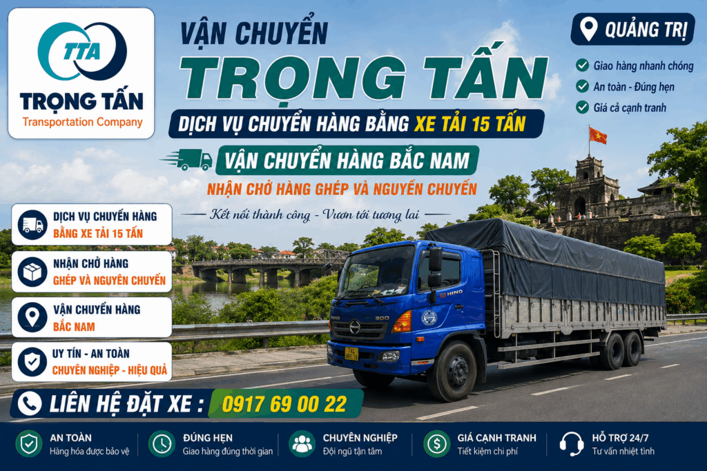 Xe tải 15 tấn nhận vận chuyển hàng tiêu dùng, hàng công nghiệp, nội thất, vật liệu xây dựng và hàng pallet từ Tây Ninh đi Quảng Trị, giao nhận đúng hẹn. cho-thue-xe-tai-15-tan-tay-ninh-di-quang-tri
