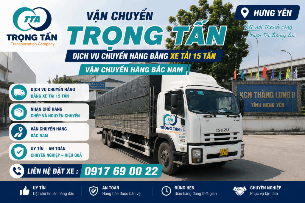 Dịch vụ cho thuê xe tải 15 tấn vận chuyển hàng hóa từ Tây Ninh đi Hưng Yên, nhận hàng ghép và nguyên chuyến, giao nhận đúng hẹn, chi phí tối ưu. cho-thue-xe-tai-15-tan-tay-ninh-di-hung-yen