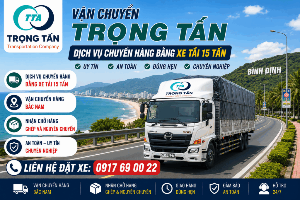 Xe tải 15 tấn Đồng Nai đi Bình Định nhận vận chuyển máy móc, hàng pallet, vật tư sản xuất, hàng tiêu dùng và hàng ghép với chi phí tối ưu. cho-thue-xe-tai-15-tan-dong-nai-di-binh-dinh
