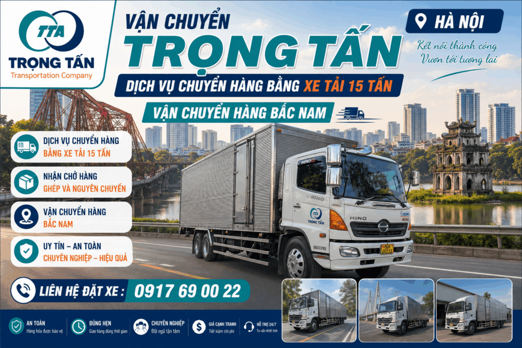 Xe tải 15 tấn chuyên vận chuyển máy móc, hàng công nghiệp, nội thất, vật liệu xây dựng và hàng tiêu dùng từ Tây Ninh đi Hà Nội với chi phí hợp lý. cho-thue-xe-tai-15-tan-tay-ninh-di-ha-noi-gia-tot-giao-dung-hen