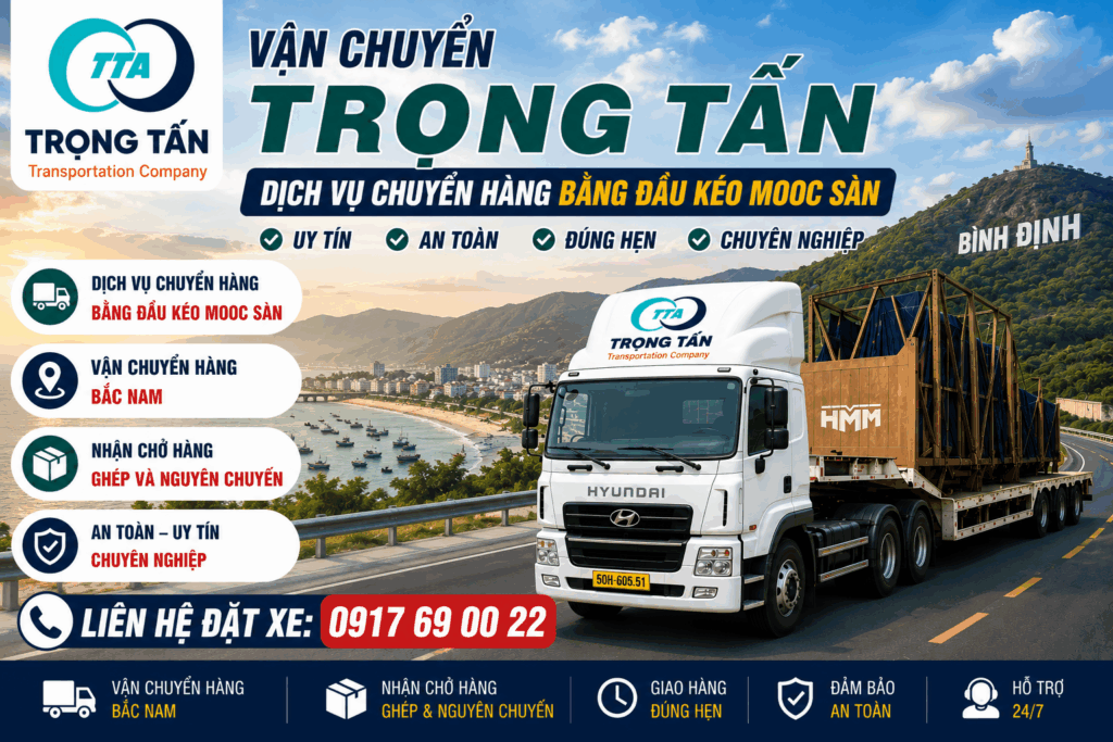 Xe đầu kéo mooc sàn Đồng Nai đi Bình Định nhận vận chuyển máy móc, bồn công nghiệp, dầm thép, kết cấu thép, hàng siêu trường và hàng dự án đúng tiến độ. cho-thue-xe-dau-keo-mooc-san-dong-nai-di-binh-dinh