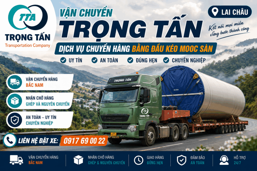 Cho thuê xe đầu kéo mooc sàn Tây Ninh đi Lai Châu nhận vận chuyển máy móc thiết bị công trình dầm thép bồn bể và hàng quá khổ an toàn cho-thue-xe-dau-keo-mooc-san-tay-ninh-di-lai-chau
