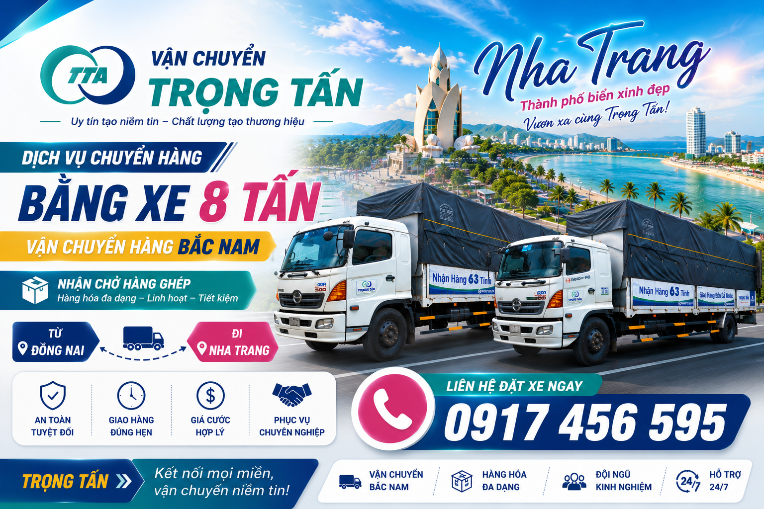 Dịch vụ cho thuê xe tải 8 tấn Đồng Nai đi Nha Trang nhận vận chuyển đa dạng hàng hóa, giao đúng tiến độ, an toàn, hỗ trợ giao nhận tận nơi với chi phí hợp lý. cho-thue-xe-tai-8-tan-dong-nai-di-nha-trang