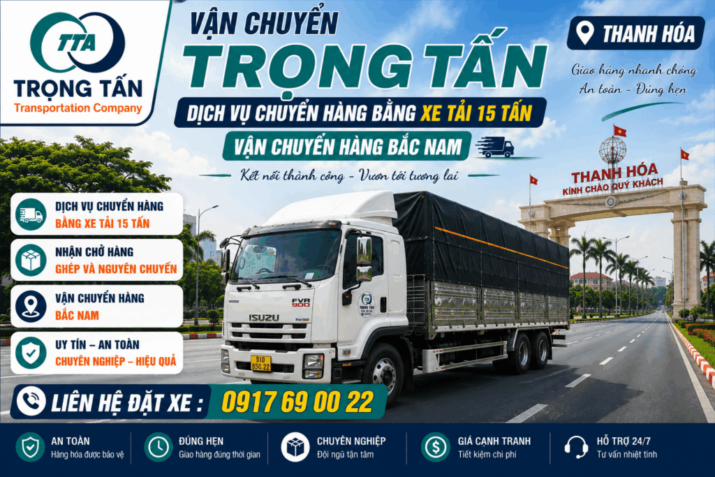 Dịch vụ cho thuê xe tải 15 tấn Tây Ninh đi Thanh Hóa chuyên vận chuyển hàng công nghiệp, hàng tiêu dùng, hàng đóng bao, máy móc và vật liệu xây dựng đúng tiến độ. cho-thue-xe-tai-15-tan-tay-ninh-di-thanh-hoa-uy-tin-gia-canh-tranh