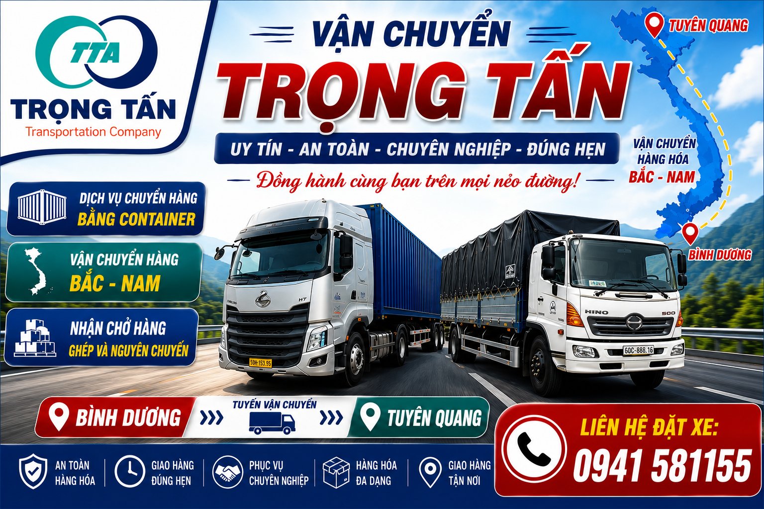 Dịch vụ cho thuê xe đầu kéo container chở hàng Bình Dương đi Tuyến Quang uy tín, cước rẻ cạnh tranh. Đội xe 20ft-40ft nguyên chuyến, giao nhanh, bảo hiểm trọn gói. Cho-thue-xe-dau-keo-container-cho-hang-Binh-Duong-di-Tuyen-Quang
