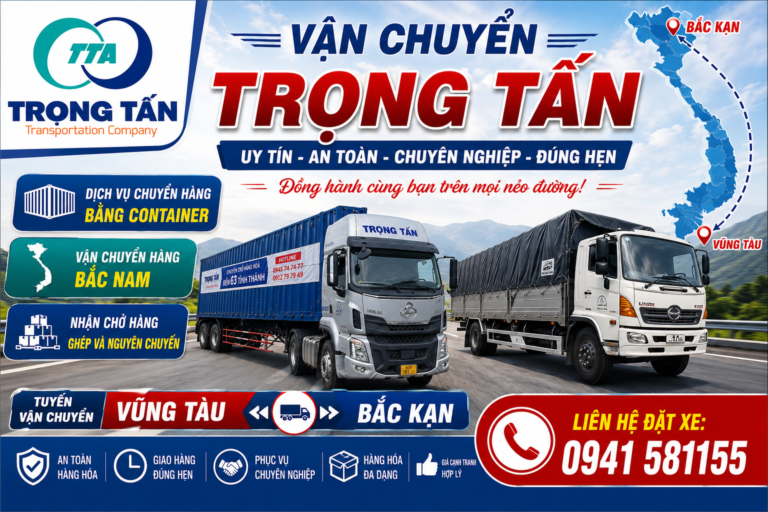 Dịch vụ cho thuê xe đầu kéo container chở hàng từ Bình Dương đi Bắc Kạn uy tín, cam kết vận chuyển an toàn, chằng buộc chắc chắn và giao hàng đúng tiến độ tận nơi. Cho-thue-xe-dau-keo-container-cho-hang-Binh-Duong-di-Bac-Kan