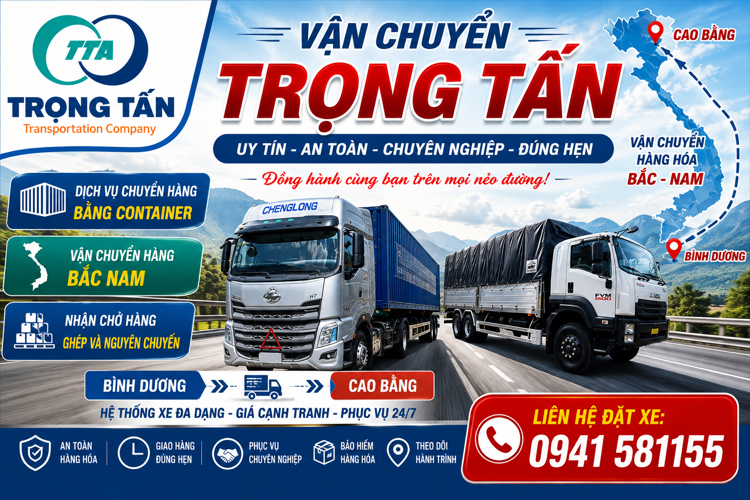 Chuyên cho thuê xe đầu kéo container chở hàng Bình Dương đi cửa khẩu Tà Lùng Cao Bằng, đảm bảo an toàn, đúng tiến độ, cước phí cạnh tranh và thông thuộc mọi đường đèo. Cho-thue-xe-dau-keo-container-cho-hang-Binh-Dương-di-Cao-Bang