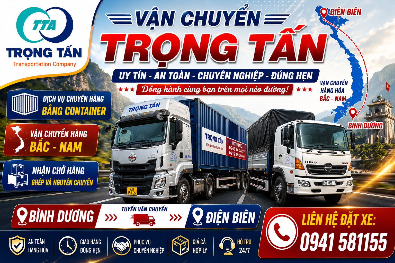 Dịch vụ cho thuê xe đầu kéo container chở hàng Bình Dương đi Điện Biên uy tín, đáp ứng khối lượng lớn, giao nhận tận nơi an toàn, giá rẻ. Cho-thue-xe-dau-keo-container-cho-hang-Binh-Duong-di-Dien-Bien