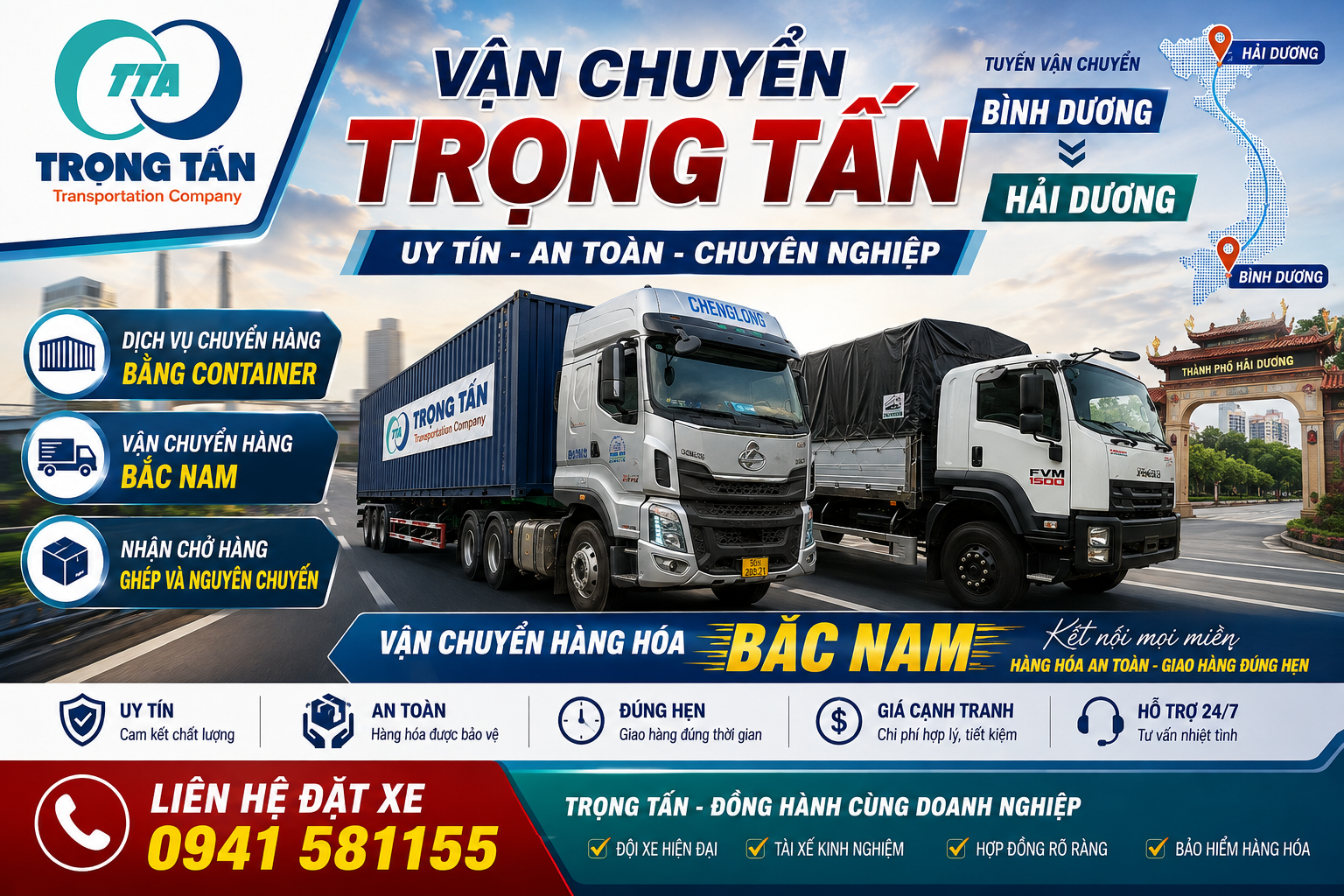 Dịch vụ cho thuê xe đầu kéo container chở hàng công nghiệp từ Bình Dương đi Hải Dương, phục vụ nhà máy lắp ráp ô tô và các doanh nghiệp cơ khí, điện tử vệ tinh Cho-thue-xe-dau-keo-container-cho-hang-Binh-Duong-di-Hai-Duong