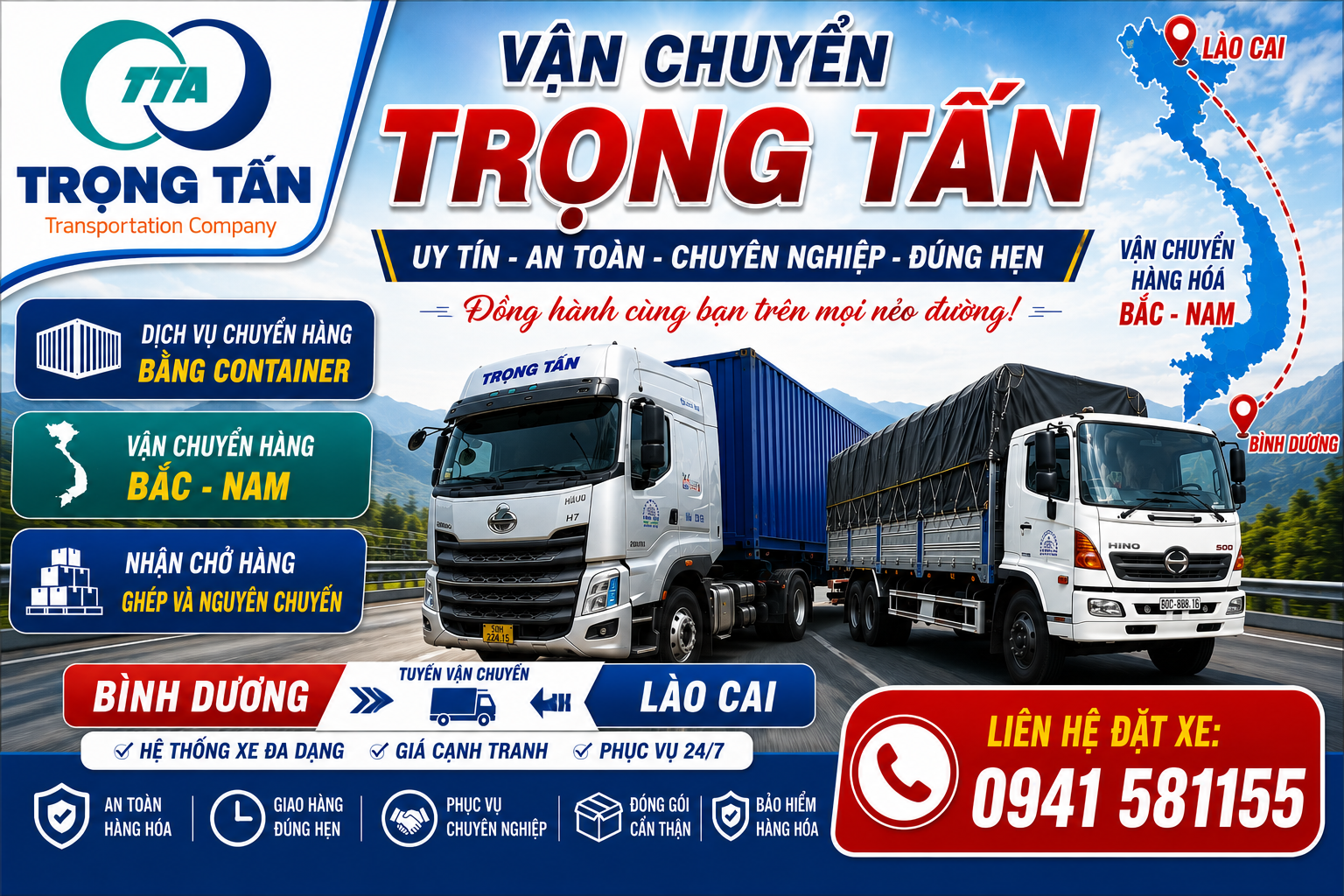 Cho thuê xe đầu kéo container chở hàng từ Bình Dương đi Lào Cai an toàn, cước phí tối ưu, đảm bảo giao hàng đúng tiến độ cho mọi doanh nghiệp. Cho-thue-xe-dau-keo-container-cho-hang-Binh-Duong-di-Lao-Cai