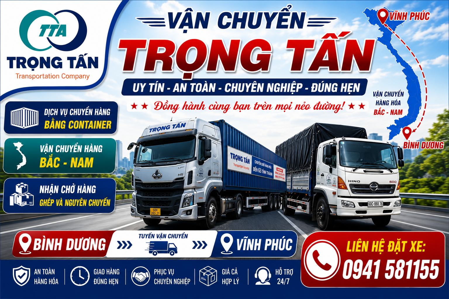 Dịch vụ cho thuê xe đầu kéo container chở hàng chuyên nghiệp từ Bình Dương đi Vĩnh Phúc, đảm bảo vận chuyển an toàn, đúng giờ và cước phí cạnh tranh nhất. Cho-thue-xe-dau-keo-container-cho-hang-Binh-Duong-di-Vinh-Phuc