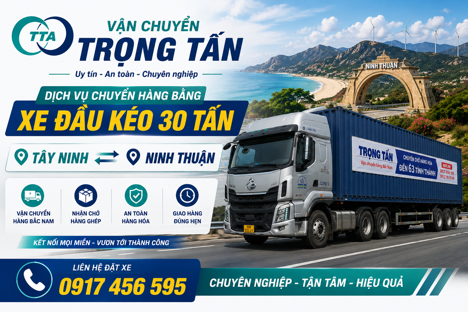Cho thuê xe đầu kéo chở hàng từ Tây Ninh đi Ninh Thuận, nhận vận chuyển máy móc, thiết bị, hàng công nghiệp, vật tư xây dựng và hàng số lượng lớn. cho-thue-xe-dau-keo-van-chuyen-hang-tay-ninh-di-ninh-thuan