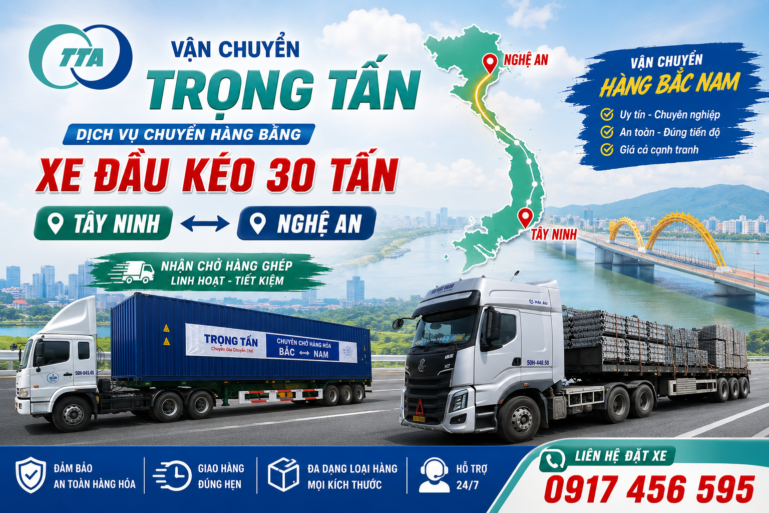 Dịch vụ cho thuê xe đầu kéo chở hàng Tây Ninh đi Nghệ An nhận vận chuyển hàng nặng, hàng cồng kềnh, máy móc, thiết bị công nghiệp và vật tư công trình. cho-thue-xe-dau-keo-cho-hang-tay-ninh-di-nghe-an