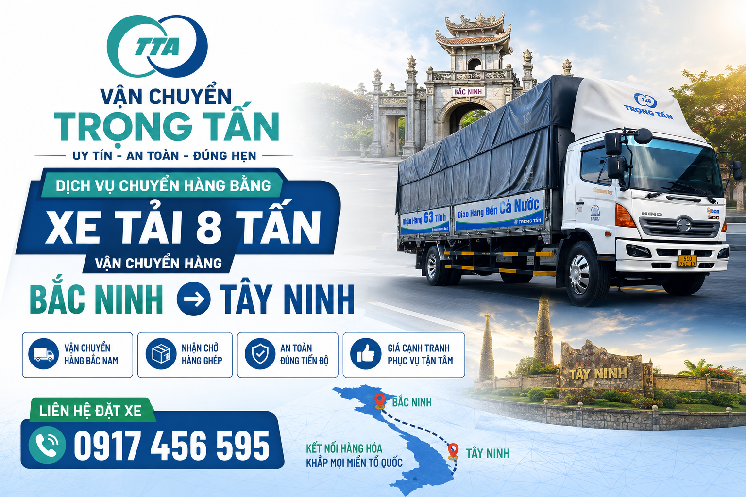 Xe tải 8 tấn nhận hàng tại Bắc Ninh, vận chuyển đường dài đi Tây Ninh, nhận đa dạng mặt hàng và hỗ trợ giao tại kho hoặc tận nơi theo nhu cầu. cho-thue-xe-tai-8-tan-van-chuyen-hang-bac-ninh-di-tay-ninh