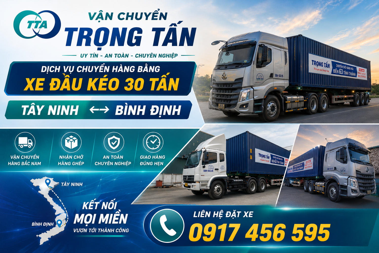 Dịch vụ cho thuê xe đầu kéo vận chuyển hàng từ Tây Ninh đi Bình Định chuyên chở máy móc, hàng cơ khí, vật tư công trình, hàng pallet và hàng công nghiệp số lượng lớn. cho-thue-xe-dau-keo-van-chuyen-hang-tay-ninh-di-binh-dinh