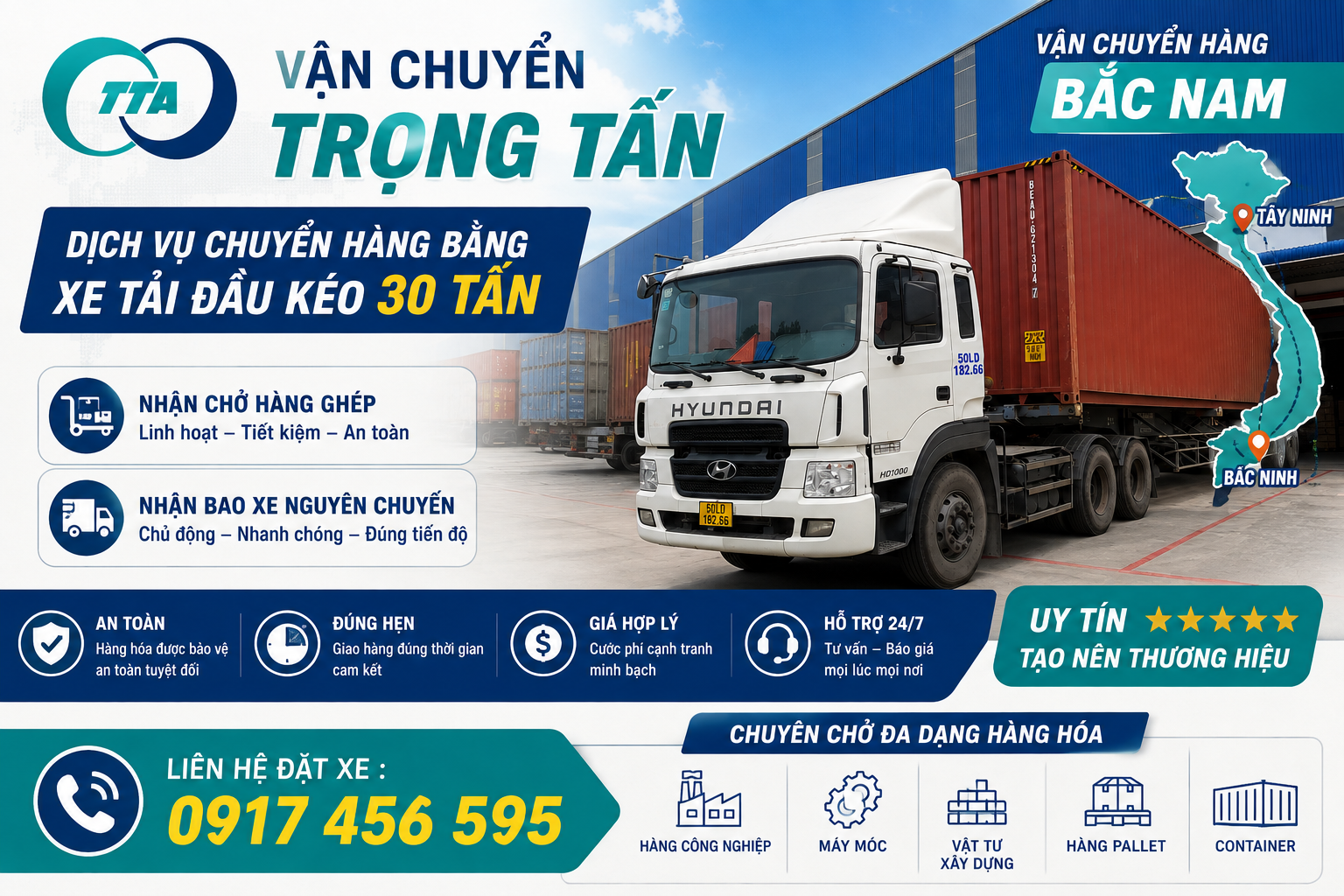 Xe đầu kéo 30 tấn nhận chở hàng từ Tây Ninh đi Bắc Ninh, hỗ trợ hàng nặng, máy móc, vật tư công trình, hàng cơ khí và giao tận nơi đến nhà máy, khu công nghiệp. xe-dau-keo-30-tan-van-chuyen-hang-hoa-tu-tay-ninh-di-bac-ninh
