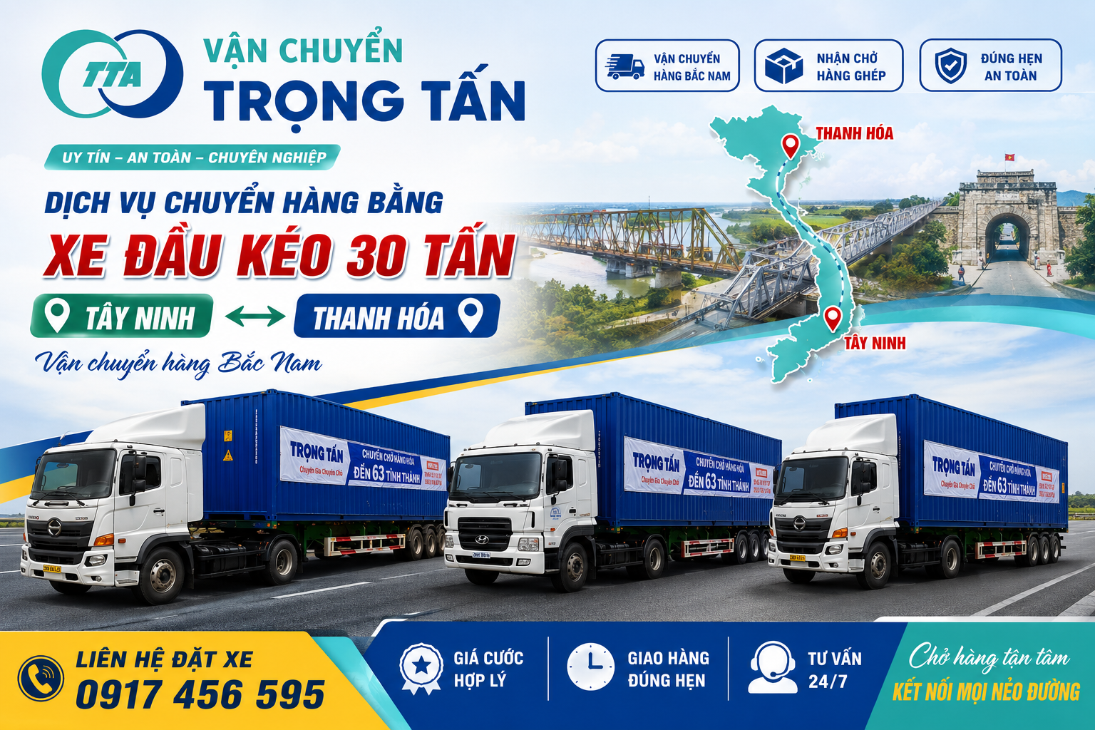 Dịch vụ cho thuê xe đầu kéo 30 tấn vận chuyển hàng từ Tây Ninh đi Thanh Hóa, nhận chở hàng nặng, hàng cồng kềnh, máy móc, thiết bị và vật tư công trình. cho-thue-xe-dau-keo-30-tan-cho-hang-tay-ninh-di-thanh-hoa