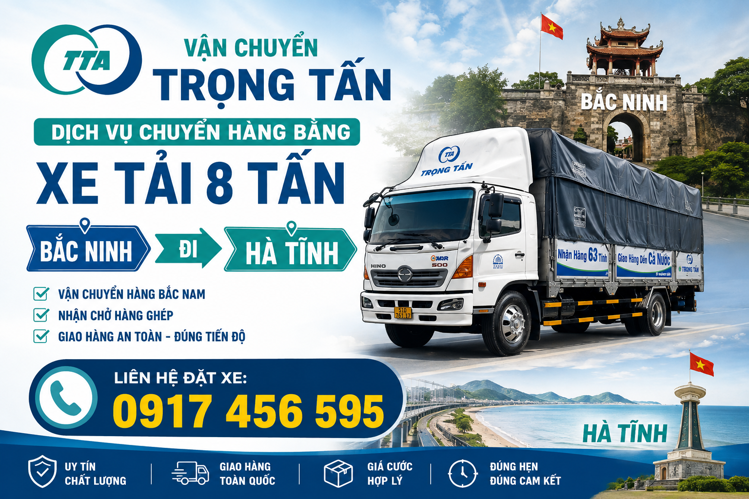 Xe tải 8 tấn nhận hàng tại Bắc Ninh, vận chuyển đến Hà Tĩnh theo lịch hẹn, nhận đa dạng hàng hóa và hỗ trợ giao tận nơi theo nhu cầu. cho-thue-xe-tai-8-tan-van-chuyen-hang-bac-ninh-di-ha-tinh