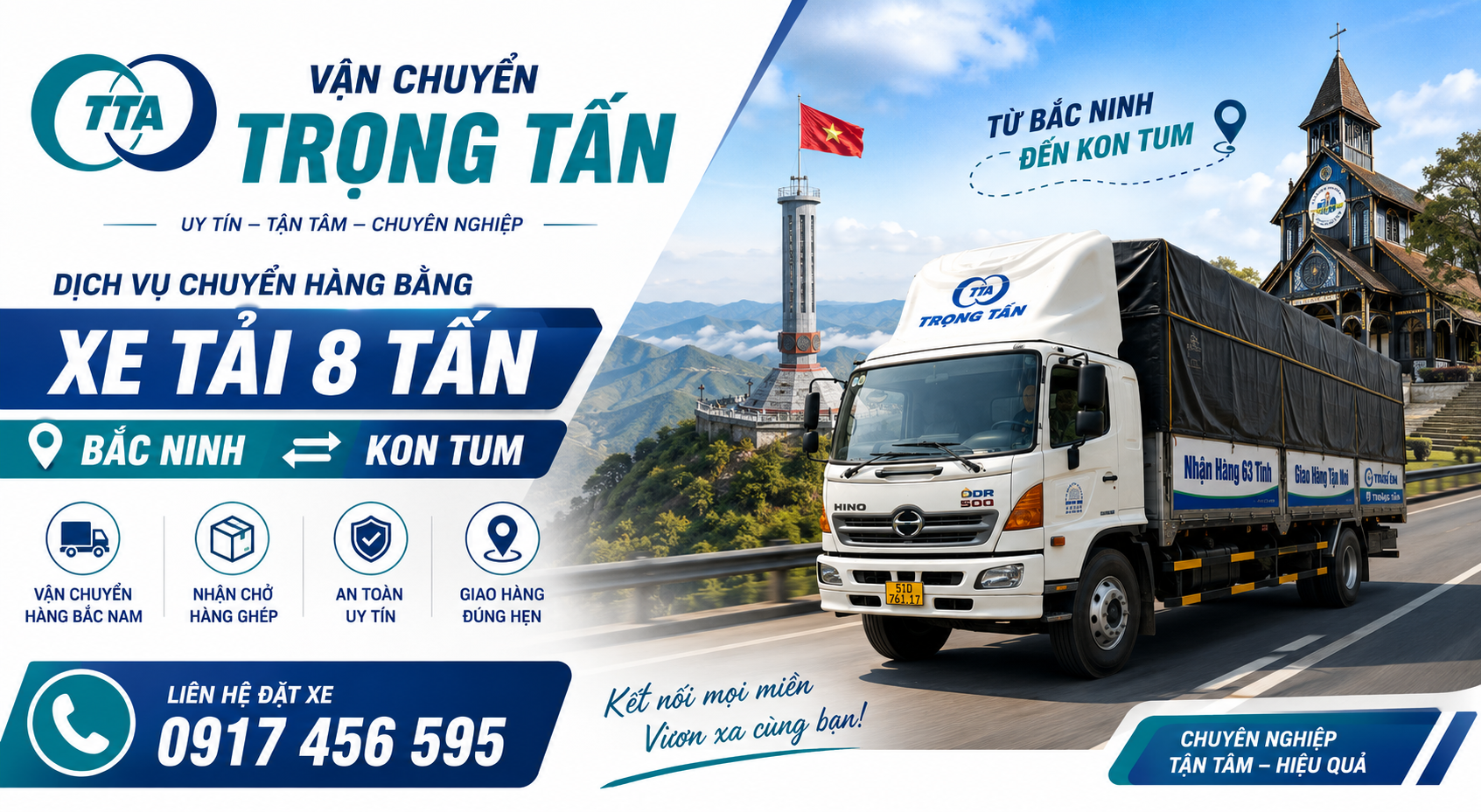 Xe tải 8 tấn nhận hàng tại Bắc Ninh, vận chuyển đường dài đến Kon Tum, hỗ trợ giao nhận tận nơi và sắp xếp lịch xe theo nhu cầu. cho-thue-xe-tai-8-tan-van-chuyen-hang-bac-ninh-di-kon-tum