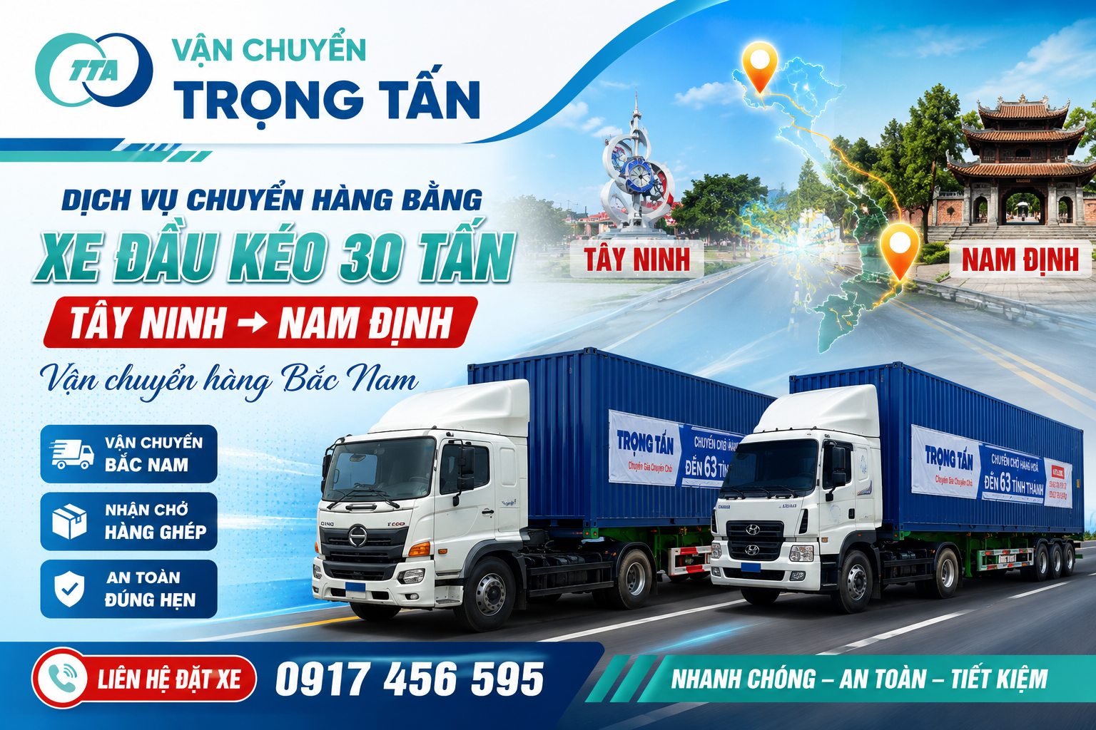 Dịch vụ cho thuê xe đầu kéo chở hàng Tây Ninh đi Nam Định chuyên vận chuyển máy móc, thiết bị công nghiệp, kết cấu thép, vật tư công trình, hàng nặng và hàng cồng kềnh. cho-thue-xe-dau-keo-cho-hang-tay-ninh-di-nam-dinh