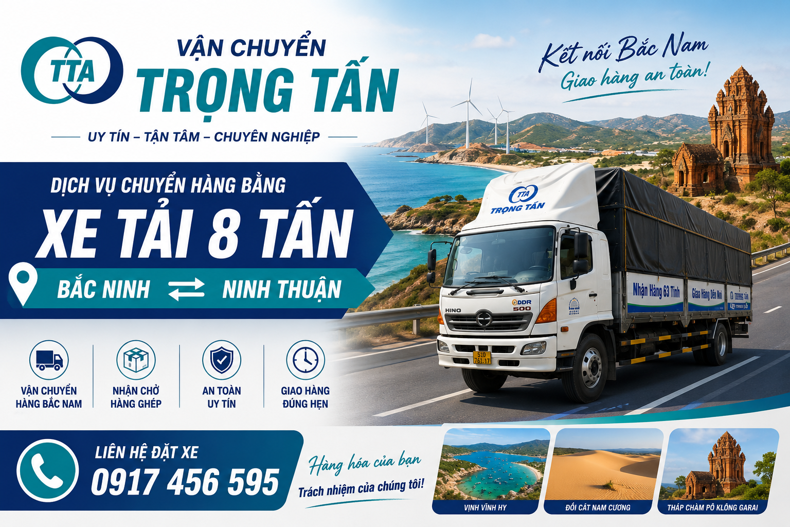 Xe tải 8 tấn nhận hàng tại Bắc Ninh, vận chuyển đường dài đến Ninh Thuận và giao tận nơi theo thời gian khách hàng yêu cầu. cho-thue-xe-tai-8-tan-van-chuyen-hang-bac-ninh-di-ninh-thuan