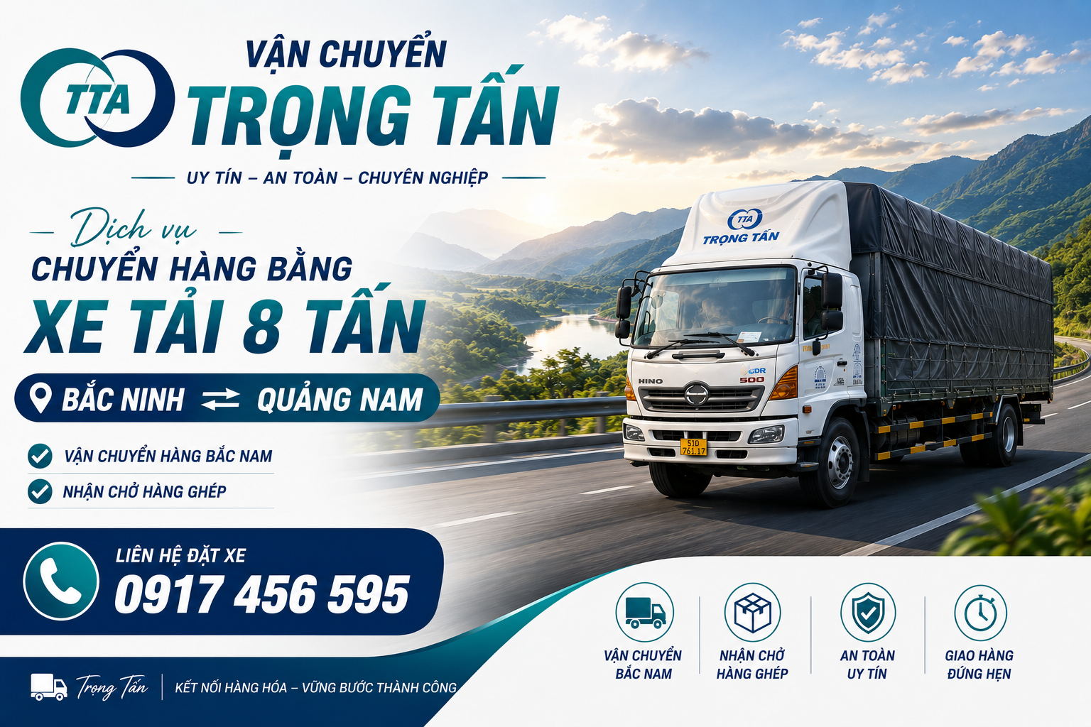 Xe tải 8 tấn nhận hàng tại Bắc Ninh, vận chuyển đường dài đến Quảng Nam và giao tận nơi theo lịch khách hàng yêu cầu. cho-thue-xe-tai-8-tan-van-chuyen-hang-bac-ninh-di-quang-nam