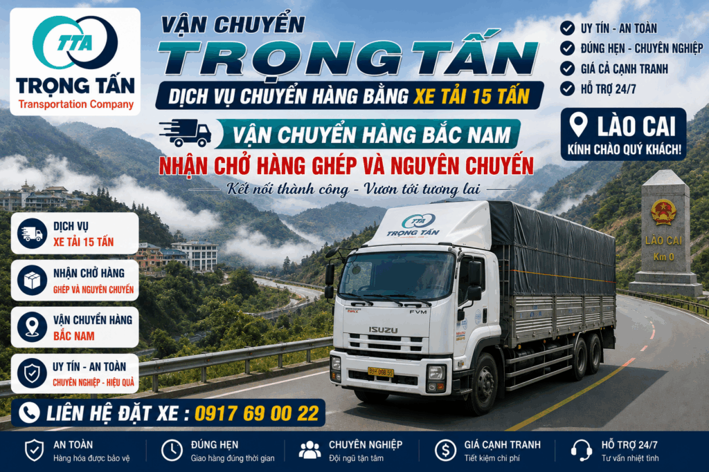 Dịch vụ cho thuê xe tải 15 tấn Vũng Tàu đi Lào Cai, chuyên vận chuyển hàng công nghiệp, máy móc, thiết bị, vật liệu xây dựng và hàng đóng kiện. cho-thue-xe-tai-15-tan-vung-tau-di-lao-cai