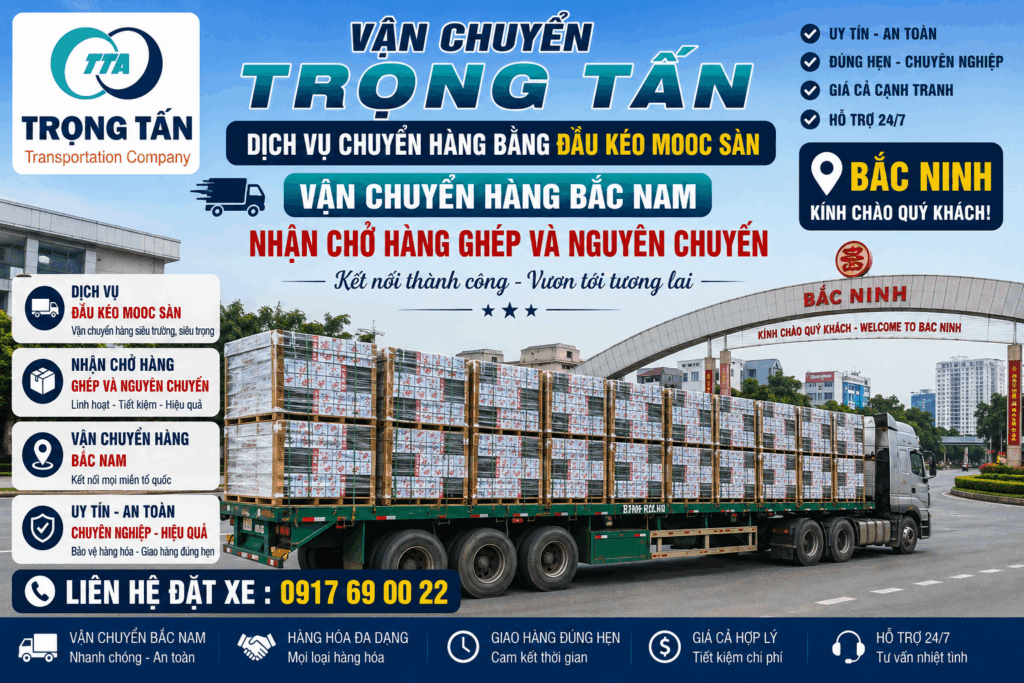 Cho thuê xe đầu kéo mooc sàn Vũng Tàu đi Bắc Ninh vận chuyển máy móc, thiết bị công nghiệp, vật liệu xây dựng và hàng hóa cồng kềnh đến tận kho. cho-thue-xe-dau-keo-mooc-san-vung-tau-di-bac-ninh