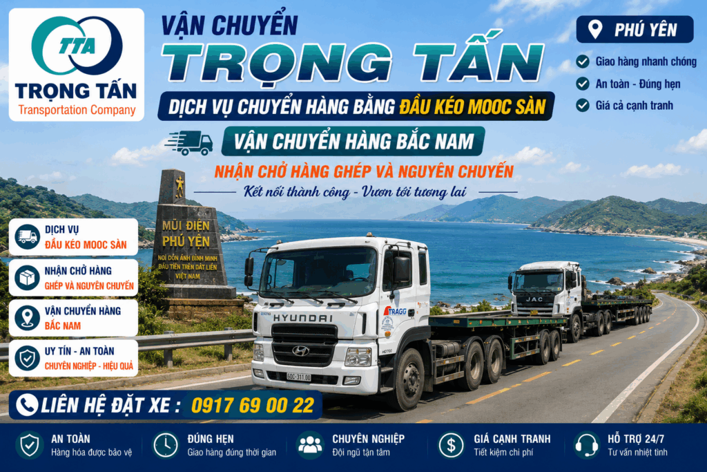 Xe đầu kéo mooc sàn nhận vận chuyển máy móc, kết cấu thép, thiết bị công trình, hàng quá khổ và hàng dự án từ Tây Ninh đi Phú Yên an toàn, đúng tiến độ. cho-thue-xe-dau-keo-mooc-san-tay-ninh-di-phu-yen