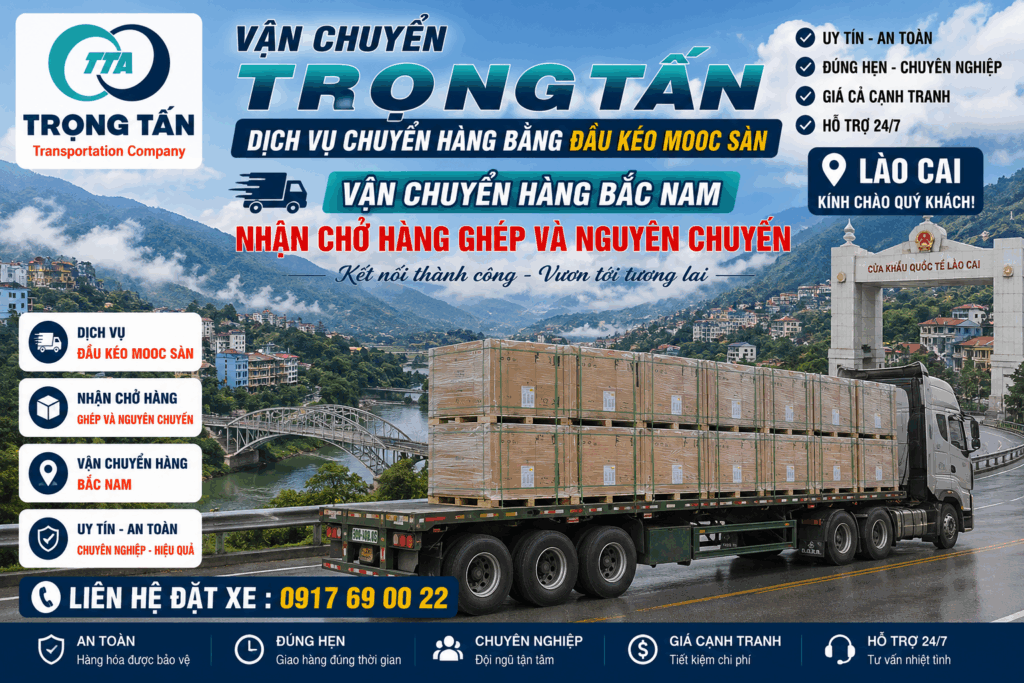 Cho thuê xe đầu kéo mooc sàn Vũng Tàu đi Lào Cai, chuyên vận chuyển máy móc, thiết bị, hàng công trình và hàng hóa kích thước lớn cho-thue-xe-dau-keo-mooc-san-vung-tau-di-lao-cai-van-chuyen-hang
