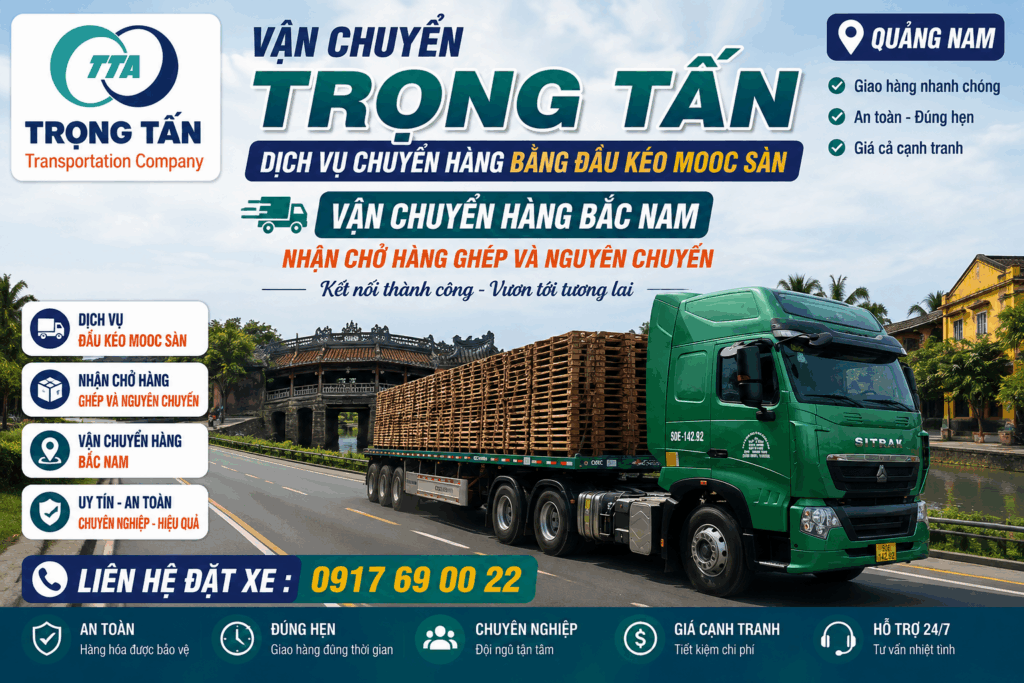 Dịch vụ cho thuê xe đầu kéo mooc sàn nhận vận chuyển máy móc, kết cấu thép, thiết bị công trình từ Tây Ninh đi Quảng Nam an toàn và đúng tiến độ. cho-thue-xe-dau-keo-mooc-san-tay-ninh-di-quang-nam