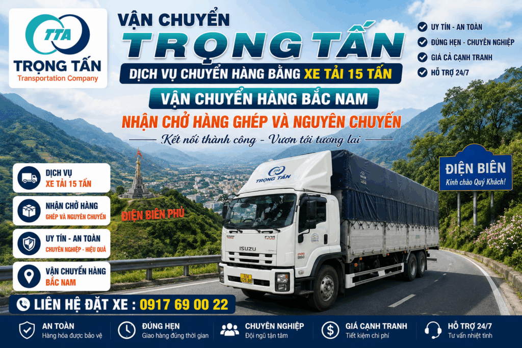 Dịch vụ cho thuê xe tải 15 tấn Vũng Tàu đi Điện Biên, chuyên vận chuyển hàng công nghiệp, máy móc, thiết bị, vật liệu xây dựng và hàng đóng kiện. cho-thue-xe-tai-15-tan-vung-tau-di-dien-bien-van-chuyen-hang-hoa