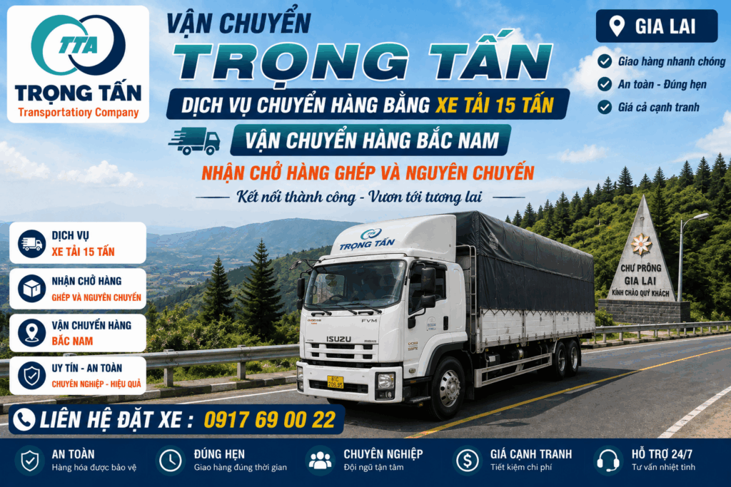 Dịch vụ cho thuê xe tải 15 tấn Tây Ninh đi Gia Lai, chuyên vận chuyển hàng công nghiệp, máy móc, thiết bị, vật liệu xây dựng và hàng đóng kiện. cho-thue-xe-tai-15-tan-tay-ninh-di-gia-lai