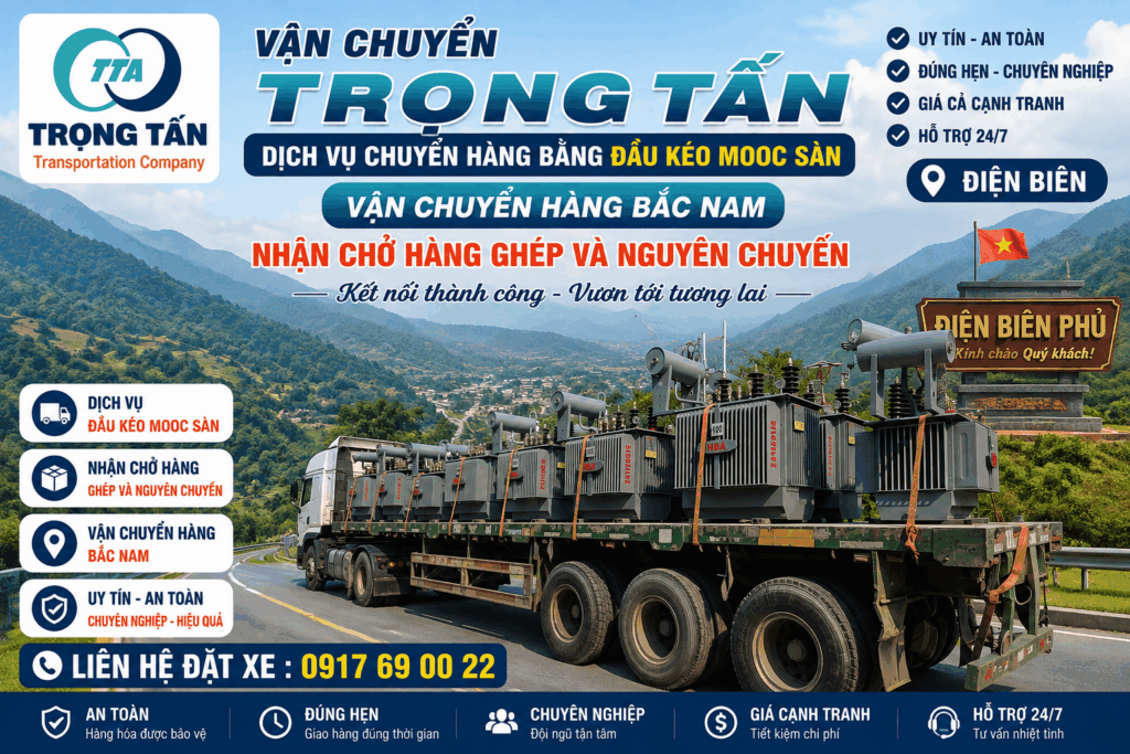 Dịch vụ cho thuê xe đầu kéo mooc sàn Vũng Tàu đi Điện Biên, chuyên vận chuyển máy móc, thiết bị, sắt thép và hàng công trình. cho-thue-xe-dau-keo-mooc-san-vung-tau-di-dien-bien